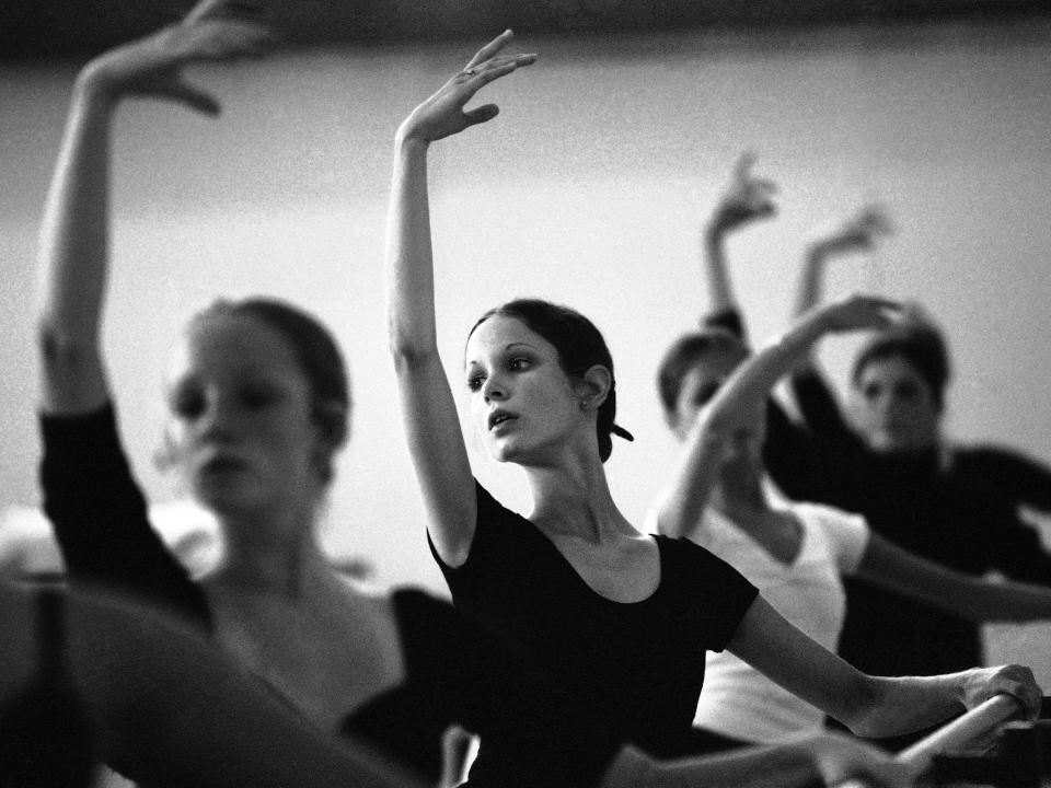 Ballerinas dance at The School of American Ballet in New York City.