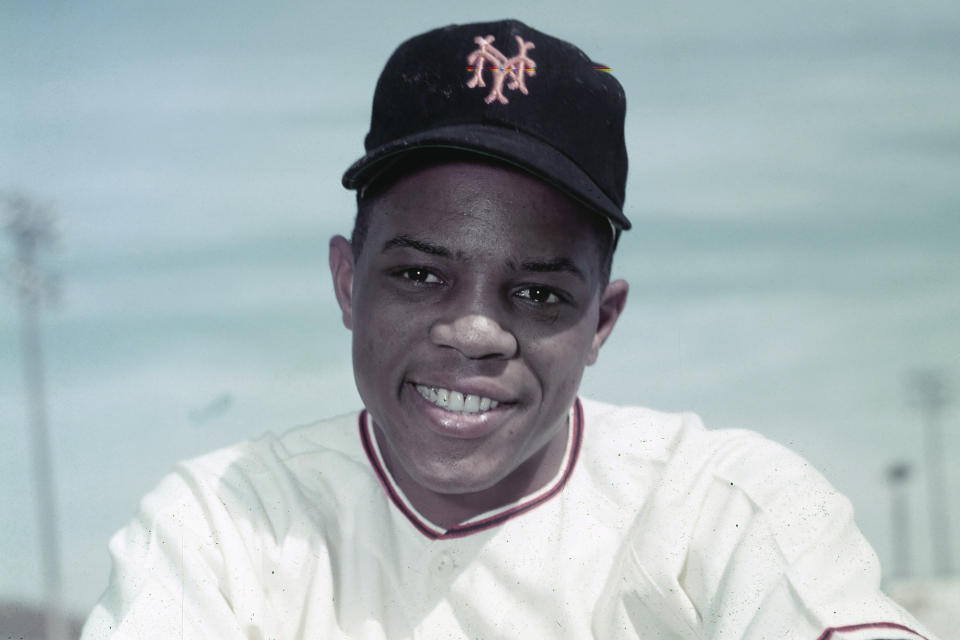 FILE - This is a 1955 file photo showing New York Giants baseball player Willie Mays. Mays turns 90 on Thursday, May 6, 2021. (AP Photo/File)