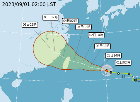 海葵颱風預測路徑。（圖／中央氣象局）