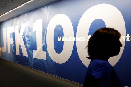 Curator Stacey Bredhoff enters the exhibit "JFK 100," marking the 100th anniversary of Kennedy's birth May 29, at the John F. Kennedy Presidential Library in Boston, Massachusetts, U.S., May 19, 2017. REUTERS/Brian Snyder