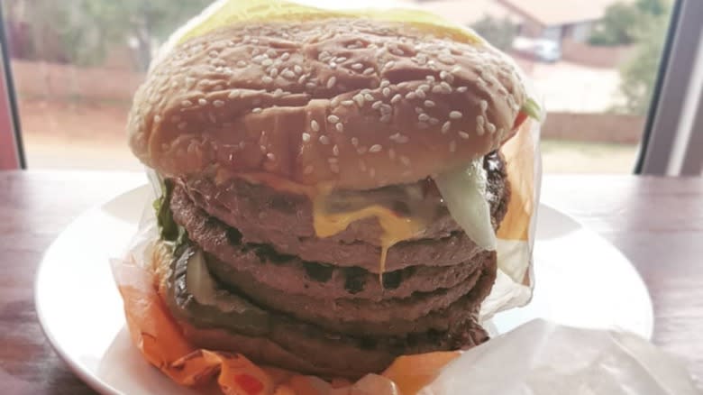 Burger King burger with six patties