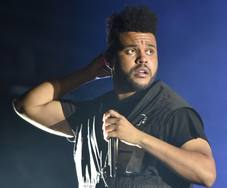 FILE - The Weeknd performs on day three at Lollapalooza in Grant Park in Chicago on Aug 4, 2018. The Weekend, nominated for six MTV Video Music Awards will perform at the awards show on Aug. 30. (Photo by Rob Grabowski/Invision/AP, File)