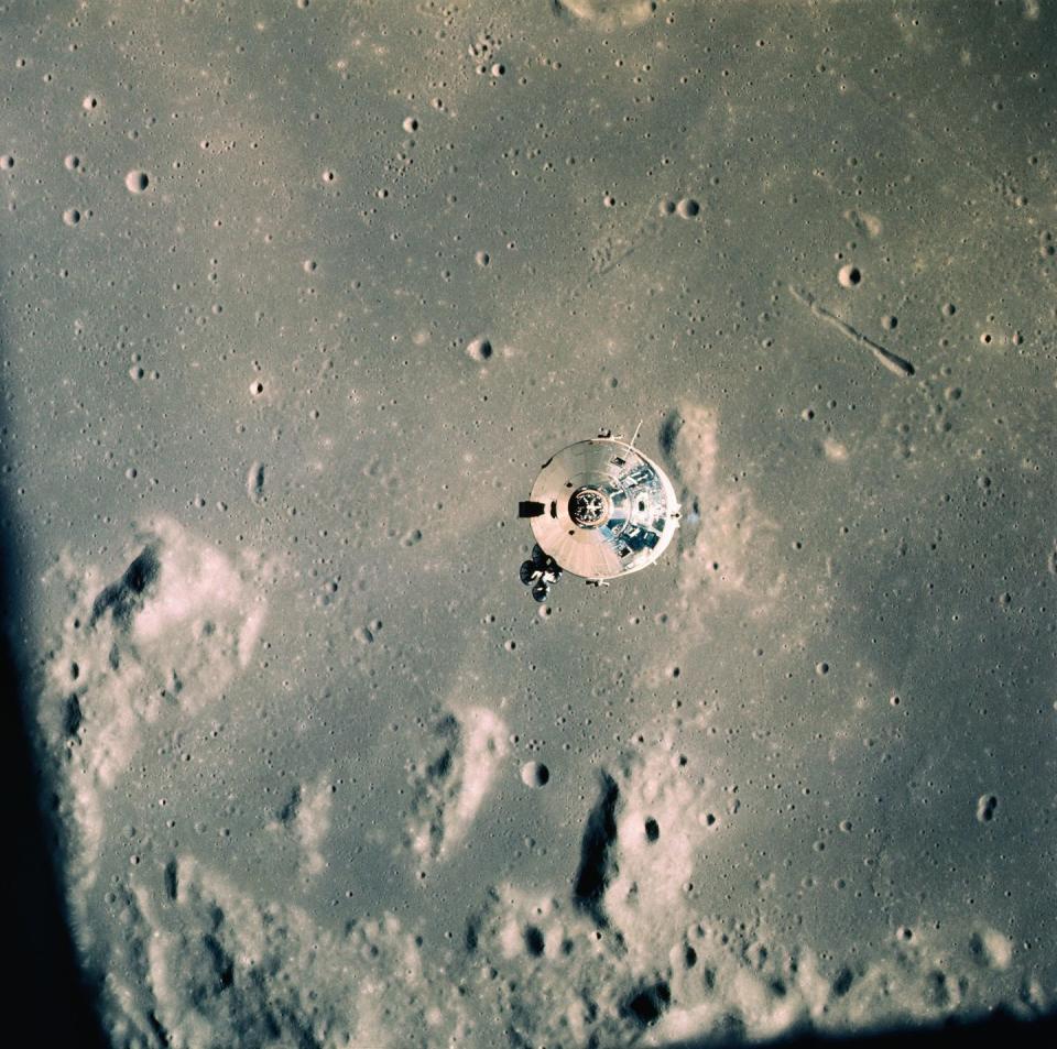 <p>The Command Module, as taken from the Lunar Module, during its orbit of the moon. </p>