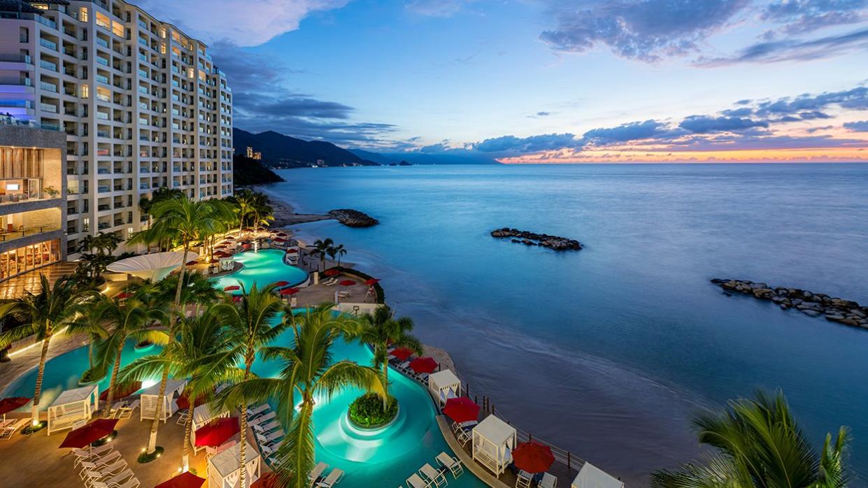 ​Sunset over the Pacific Ocean at the Hilton Vallarta Riviera in Puerto Vallarta, Mexico