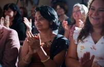 Suparna Dutta, the chairperson of Educators for Youngkin, attends a campaign event in Virginia