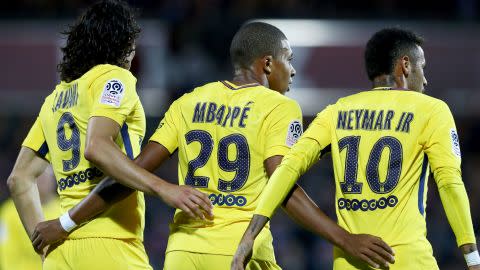 Kylian Mbappe Edinson Cavani Neymar Metz PSG Ligue 1 08092017