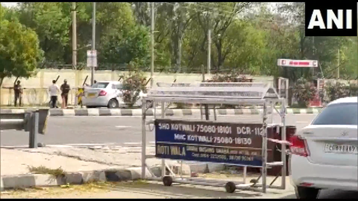 A screengrab from a video shows scenes outside the Bathinda military station in Punjab where four people were killed in a shootout  (Screengrab @ANI)