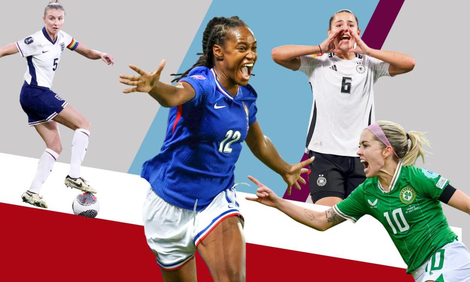 <span>(Left to right) England’s Leah Williamson, France's Marie-Antoinette Katoto, Lena Oberdorf of Germany, who suffered injury heartache, and Republic of Ireland’s Denise O'Sullivan.</span><span>Composite: The FA/Getty Images; Reuters; Getty Images; Sportsfile/Getty Images</span>