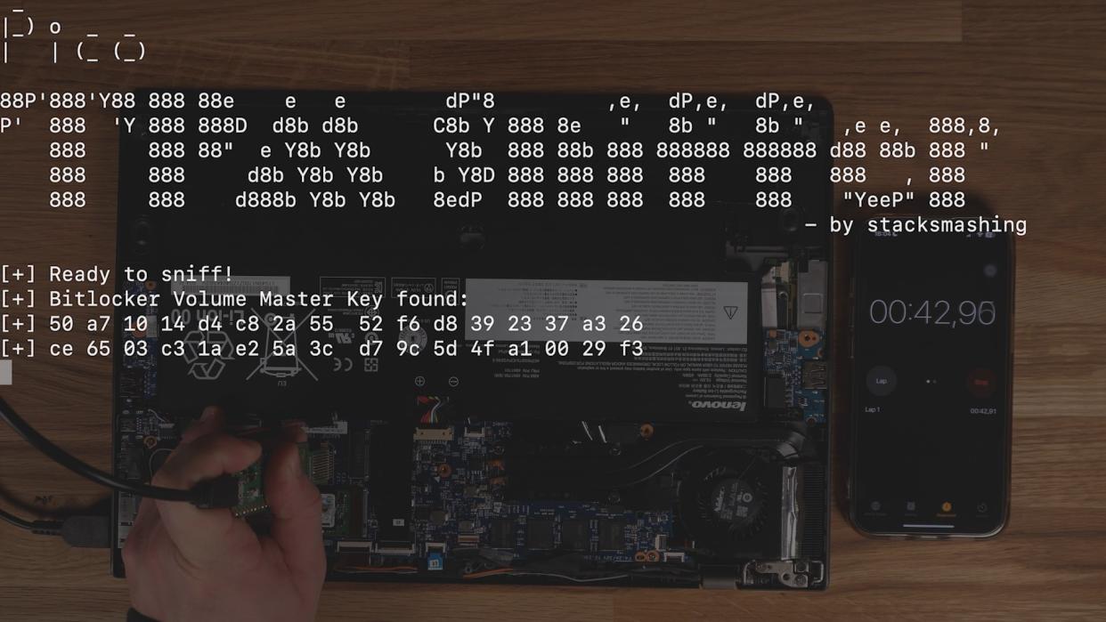  Image showing the Master Key cracked under 43 seconds. 