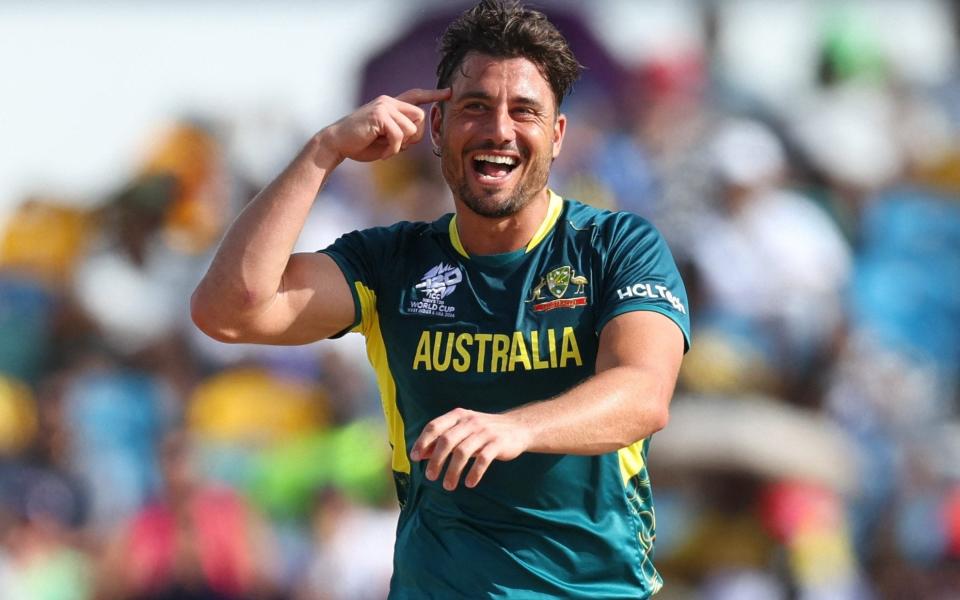 Marcus Stoinis celebrates the wicket of Will Jacks
