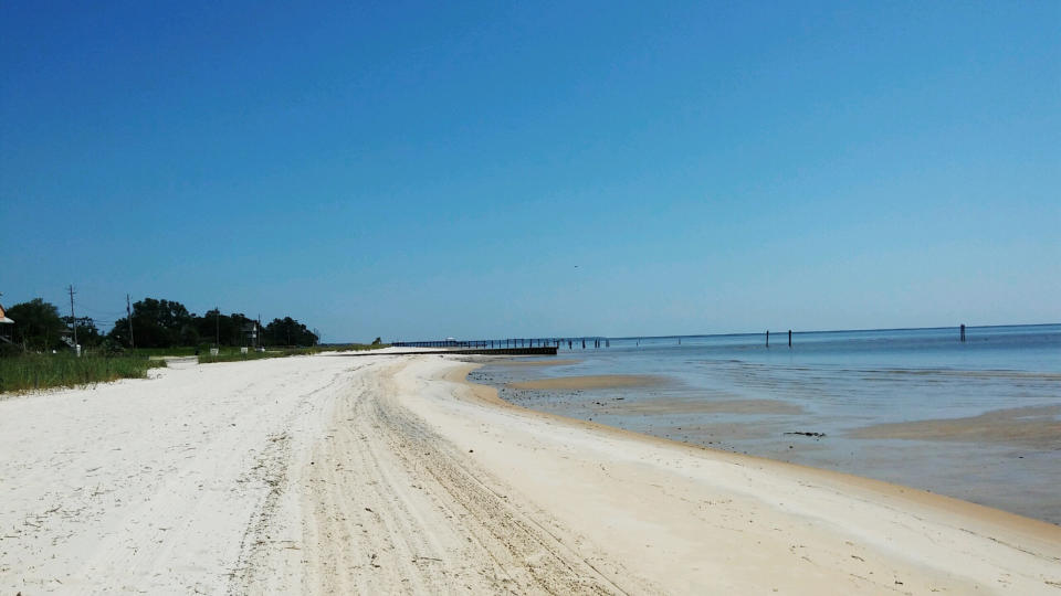 An empty beach in Waveland, Mississippi, on Sept. 6, 2019. (Photo: Janet Densmore)