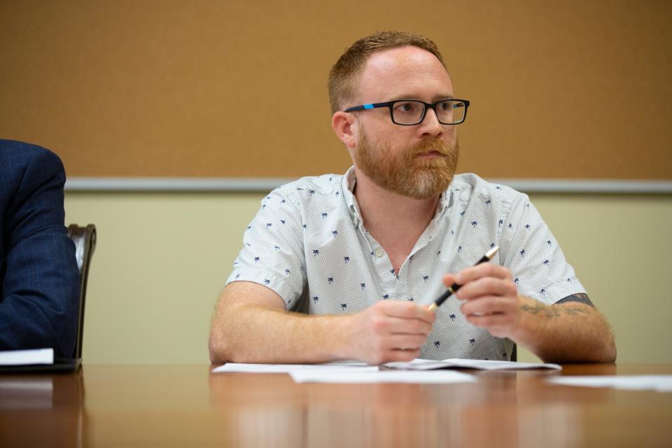 Columbia City Council Member Danny Coleman attends a meeting regarding affordable housing at City Hall in Columbia, Tenn., on Tuesday, Aug. 17, 2021. 