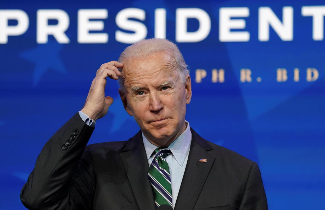 U.S. President-elect Joe Biden introduces key members of his science team at his transition headquarters in Wilmington, Delaware, U.S., January 16, 2021 REUTERS/Kevin Lamarque     TPX IMAGES OF THE DAY