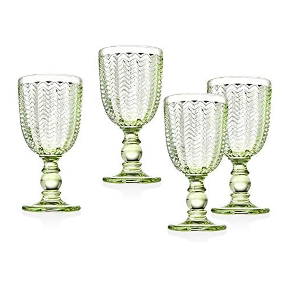 7) Twill Goblet Beverage Glass Cups (Set of 4)