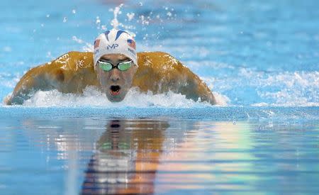 2016 Rio Olympics - Swimming - Preliminary - Men's 200m Individual Medley - Heats - Olympic Aquatics Stadium - Rio de Janeiro, Brazil - 10/08/2016. Michael Phelps (USA) of USA competes REUTERS/David Gray