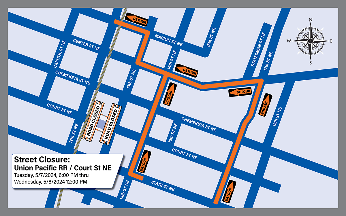 City officials are warning travelers of an upcoming closure at Court Street and 12th Street near downtown Salem.