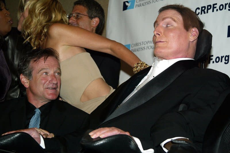 Robin Williams and Christopher Reeve were friends from Juilliard. File Photo by Laura Cavanaugh/UPI