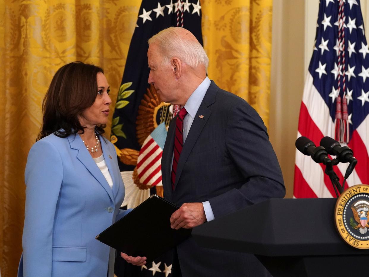 Kamala Harris and Joe Biden on Thursday (REUTERS)