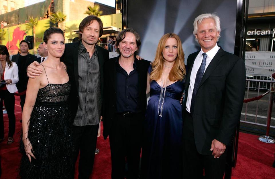 XFiles I Want to Believe Hollywood Premiere 2008 Amanda Peet David Duchovny Frank Spotnitz Gillian Anderson Chris Carter