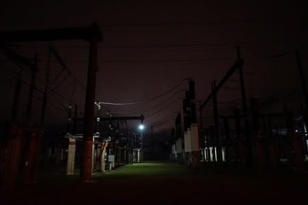 Power sub-station UTE Ramon Anador is seen working partially after a massive blackout in Argentina, in Montevideo