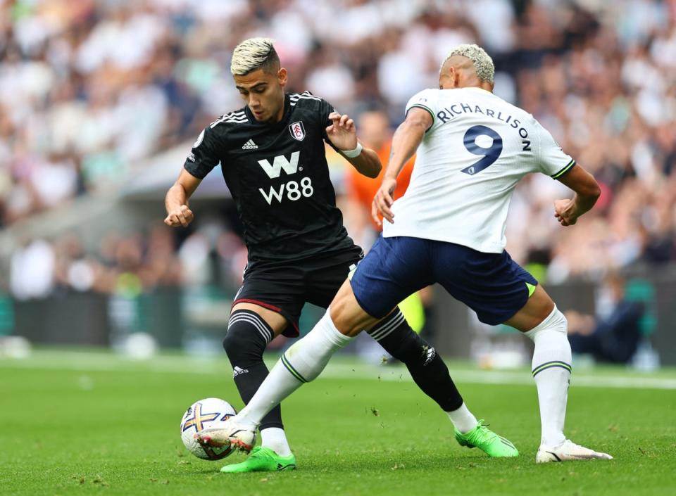 Fulham midfielder Andreas takes on Richarlison  (Reuters)