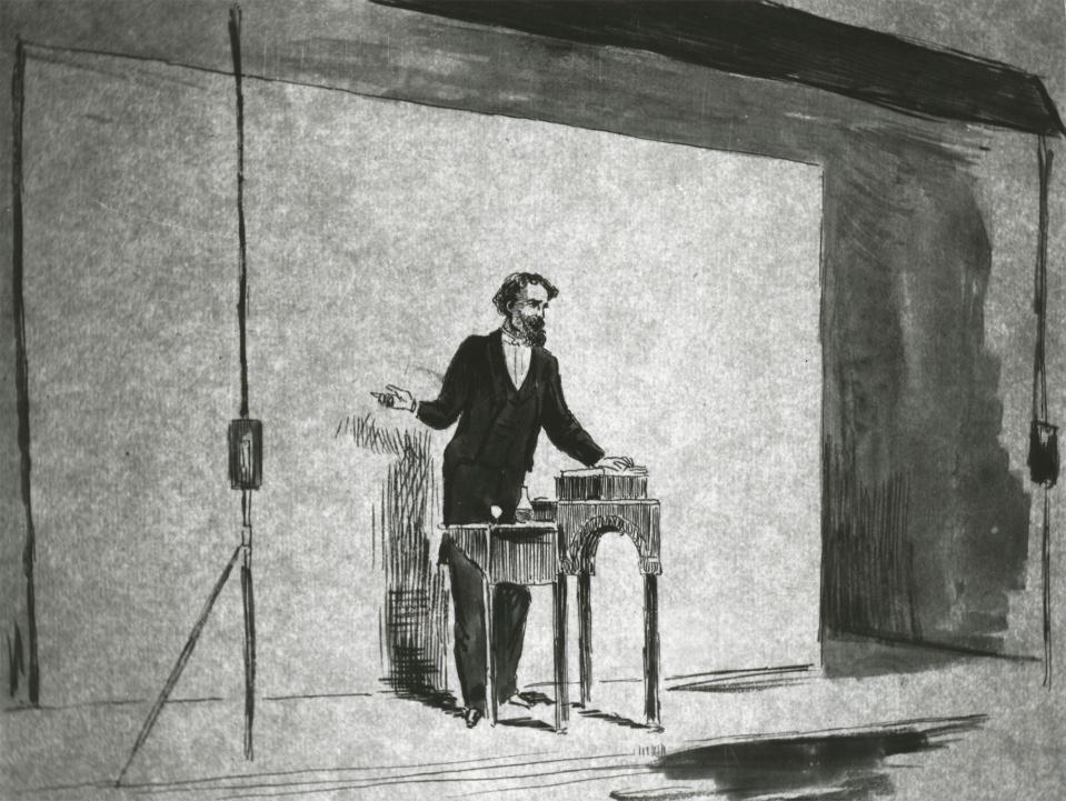 Charles Dickens performed all the characters in “A Christmas Carol” and his other novels on a bare stage during his successful American tour.