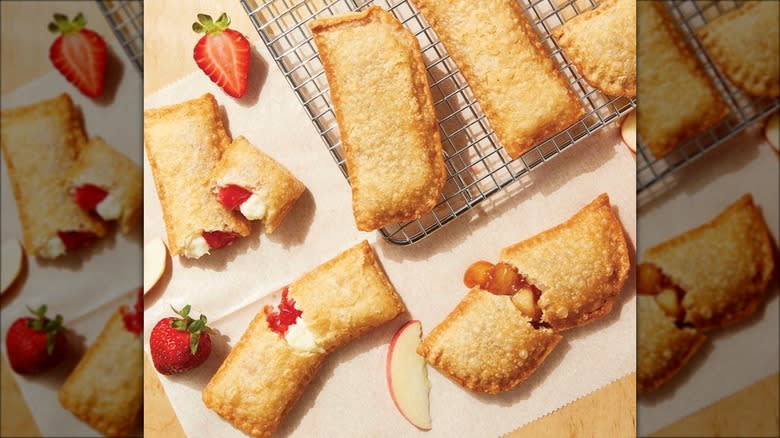 Fried apple pie with strawberries