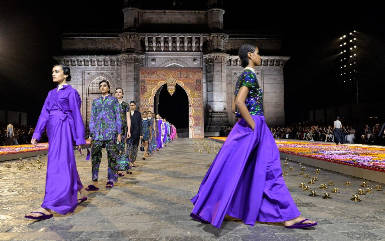 Dior's show took place in the shadow of one of the country’s most famous colonial landmarks: Mumbai’s Gateway of India - Getty 