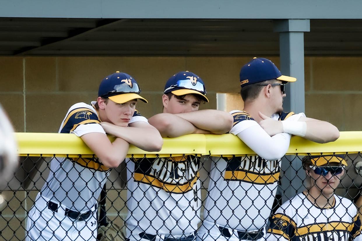 Hillsdale players watch the action intently against WCAL rival Norwayne.