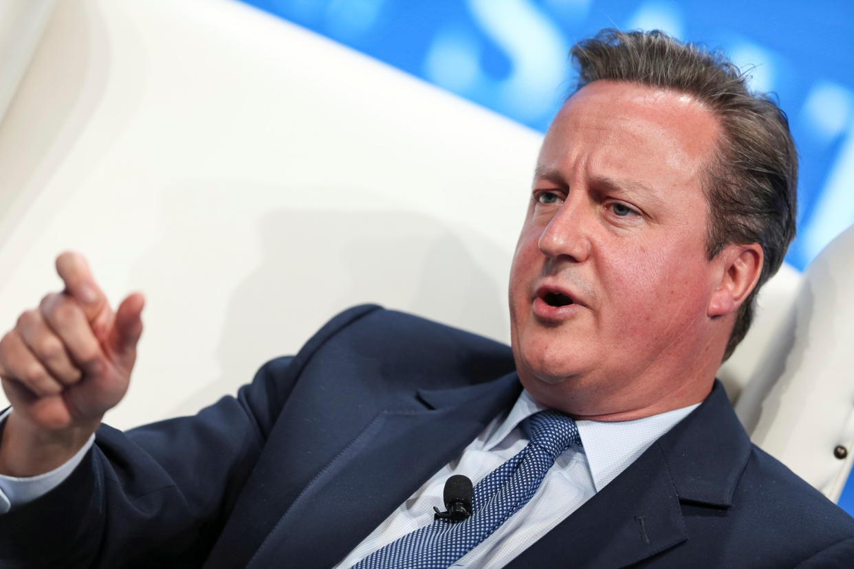 Former British Prime Minister David Cameron speaks during the SALT conference in Las Vegas, Nevada, U.S. May 17, 2017.  REUTERS/Richard Brian