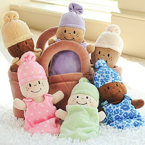 <p><strong>Creative Minds</strong></p><p>amazon.com</p><p><strong>$39.99</strong></p><p>Toddlers love taking after their parents and taking care of their own babies. With this set of six dolls, there's a lot here to love! Each snuggly soft babe <strong>comes with a removable outfit</strong>, so your toddlers can mix and match while practicing their fine motor skills when dressing and undressing their dolls. <em>Ages 1+</em></p>