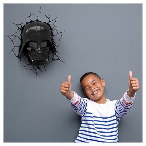 <i><a href="http://www.target.com/p/star-wars-3d-wall-nightlight-darth-vader-helmet/-/A-17316109#prodSlot=_1_4" target="_blank">Star Wars 3D Wall Nightlight - Darth Vader Helmet, $39.99</a></i>