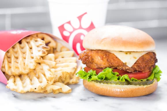 Chick-fil-A chicken sandwich and fries