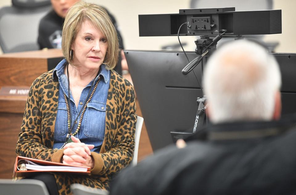 Debbie Dipprey, acting superintendent for Wichita Falls ISD, listens as parents voice concerns after a school district safety and security meeting Monday.