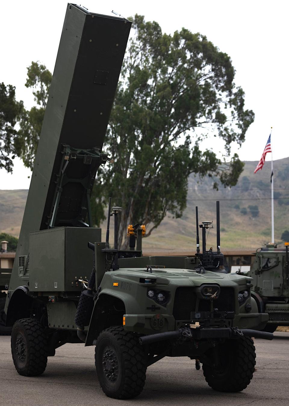 The Long Range Fires Launcher. The single missile canister and the right side "box" are readily visible. <em>USMC</em>