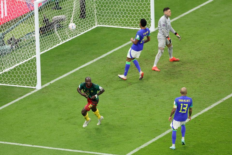 Vincent Aboubakar stunned Brazil with a stoppage-time header to win the game (Getty Images)