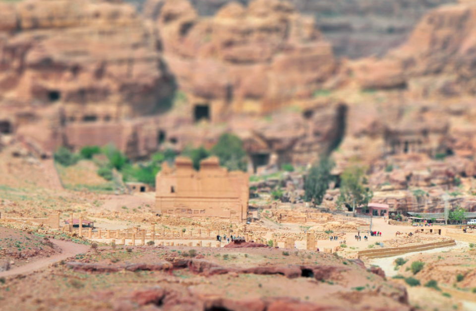 Petra in Jordan appears so small that it could be a model.