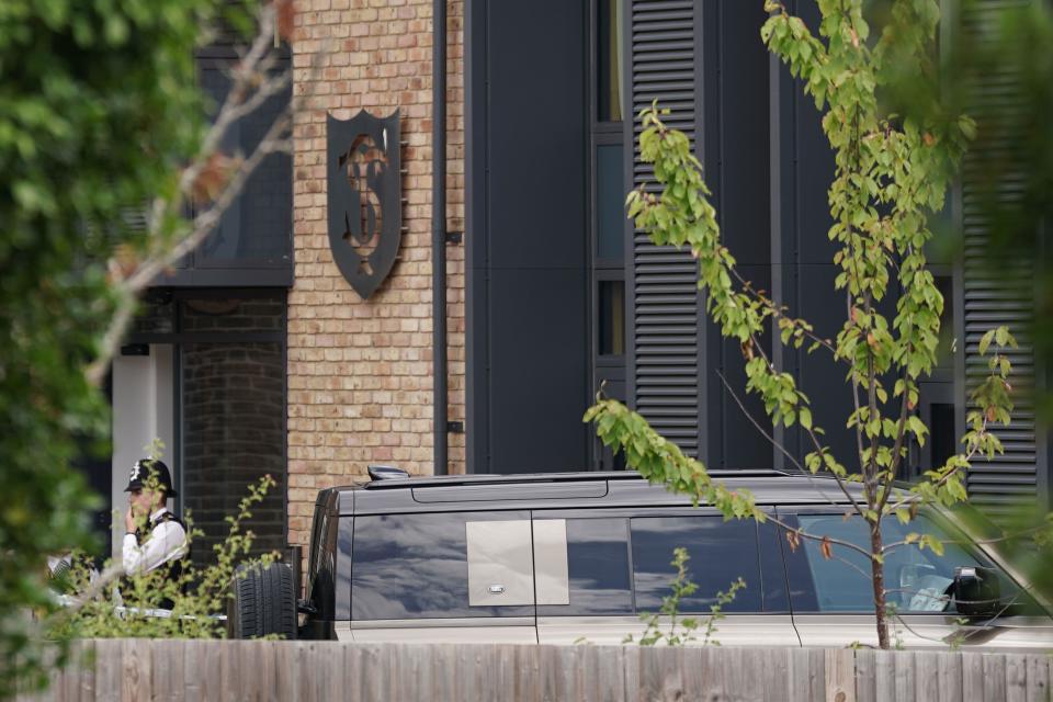 A Land Rover Defender is seen inside the grounds of The Study Preparatory School in Camp Road, Wimbledon, where it has collided with a primary school building. Officers, firefighters and paramedics, including London’s Air Ambulance, responded to the incident at around 9.54am on Thursday. Picture date: Thursday July 6, 2023.