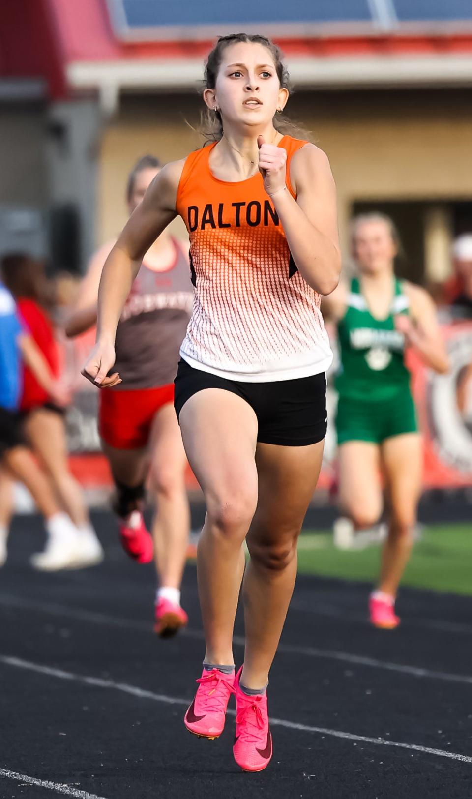 Dalton's Brianna Chenevey won the 400-meter dash running away with a time of 57.17.