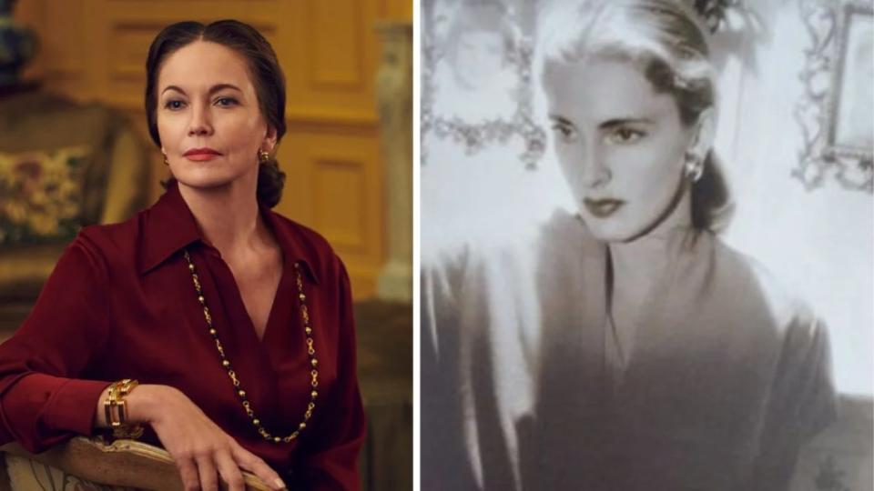 Diane Lane as Slim Keith in "Feud: Capote Vs. The Swans" and the real Slim Keith (FX, Wikipedia)