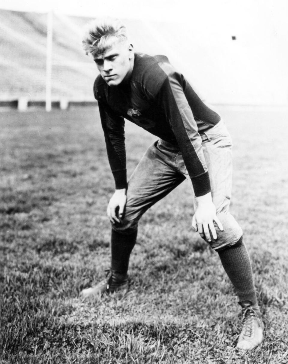 <p>While President Gerald Ford earned his degree in economics at the University of Michigan, he also <a href="https://www.history.com/topics/us-presidents/gerald-r-ford" rel="nofollow noopener" target="_blank" data-ylk="slk:played football;elm:context_link;itc:0;sec:content-canvas" class="link ">played football</a>. Instead of pursuing the NFL when he graduated, he headed to Yale University for law school. </p>