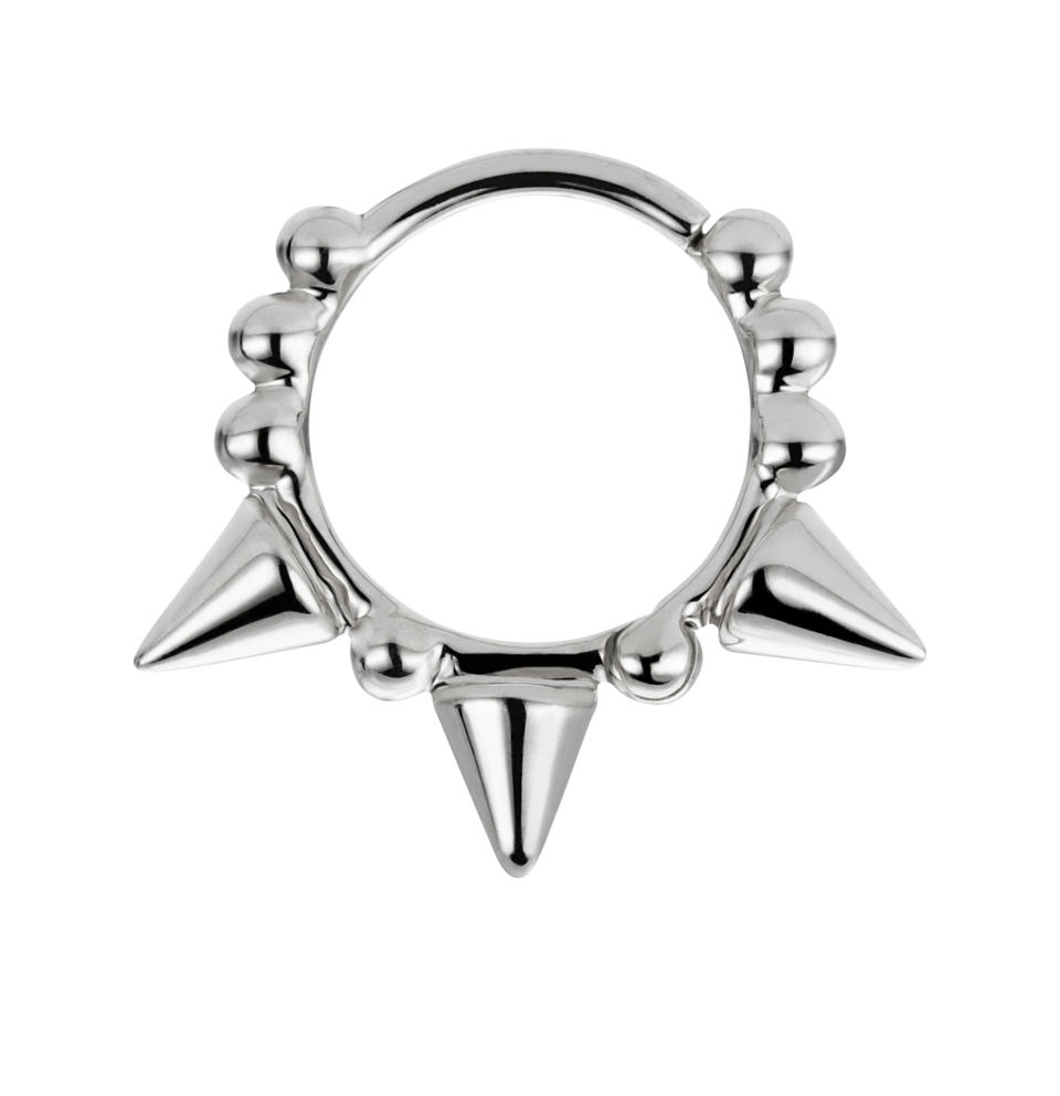 28 Unisex Valentine's Day Gifts: Maria Tash 8mm Triple Short Spike Granulated Clicker in White Gold, $280