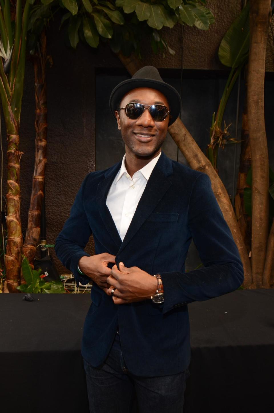 Aloe Blacc seen at Universal Music Brunch to Celebrate the 56th Annual GRAMMY Awards, on Saturday, Jan. 25, 2014, in Hollywood, Calif. (Photo by Tonya Wise/Invision/AP)