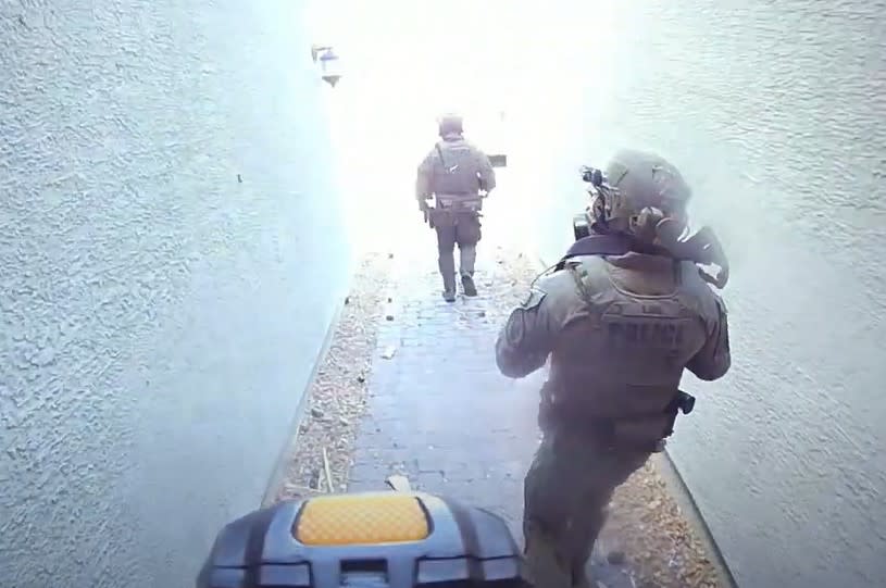 Henderson Police Department officers on April 13 during a barricade. (Henderson Police Department)