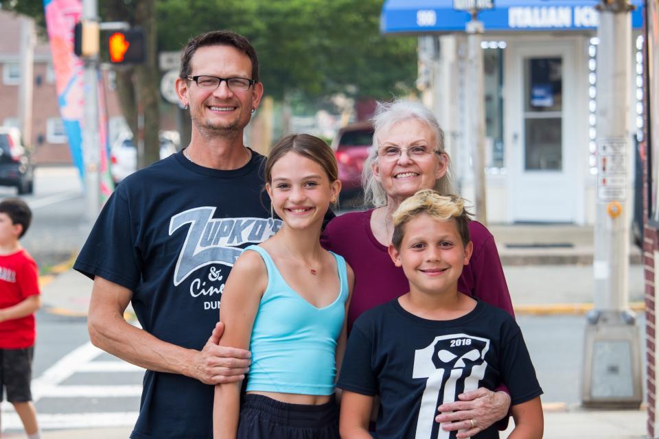 The Zupko family has been running the theater alongside their tavern since 1989. Pictured, from left, are Richie, Jonnie Claire, Pam and Trace.