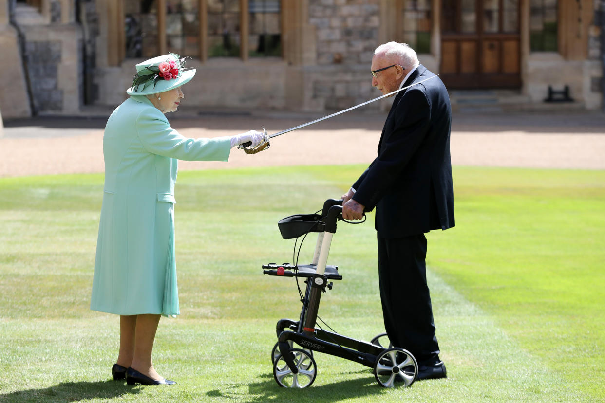 The Queen Confers The Honour Of Knighthood On Captain Sir Thomas Moore (Chris Jackson / Getty Images)