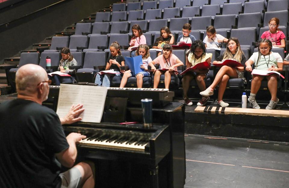 Douglas Wilson, on piano, instructs campers during the 2022 Desert TheatreWorks KidsWorks Summer Musical Theatre Camp in Indio, Calif., July 12, 2022.