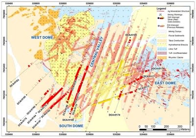 Figure 1 - Simplified geology and drill plan map of the Carangas Project (CNW Group/New Pacific Metals Corp.)