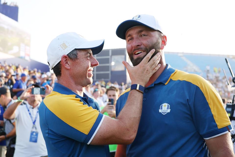 Rory McIlroy and Jon Rahm were on Europe’s winning Ryder Cup team in Rome  (Getty Images)