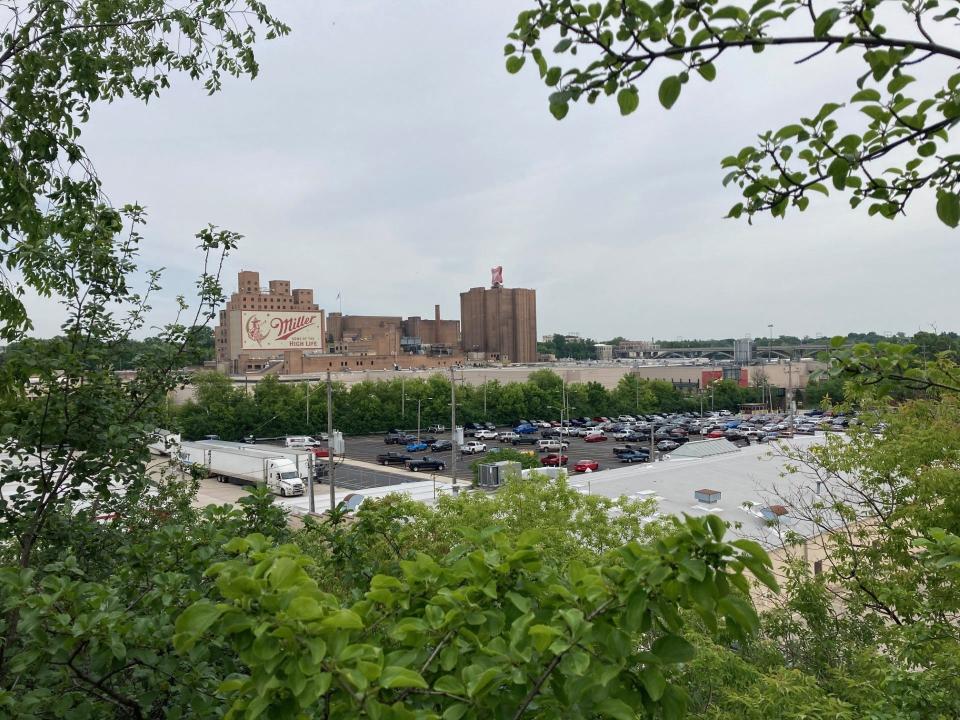 A view of the Miller Brewery and Miller Valley from Martin Drive, the southern border of the Martin Drive neighborhood in Milwaukee.